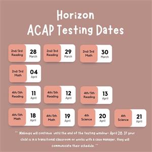  Horizon ACAP Testing Dates
